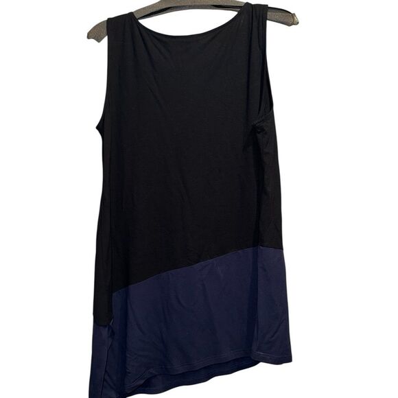 Eileen Fisher NWT Asymmetrical Color Block Tunic Tank Top Black/Navy Size PL - Picture 2 of 4
